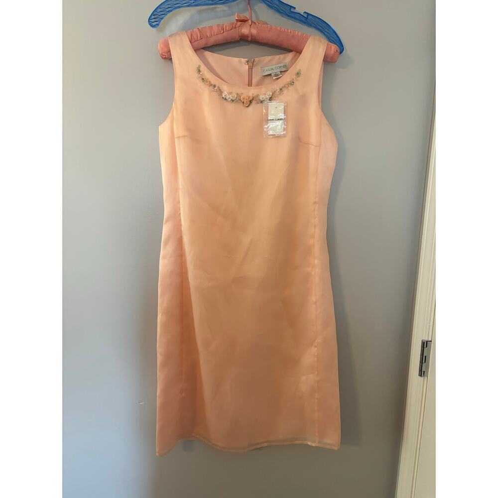 Vintage Casual Corner NWT Floral Embroidery Formal Pink Short Dress Size 4